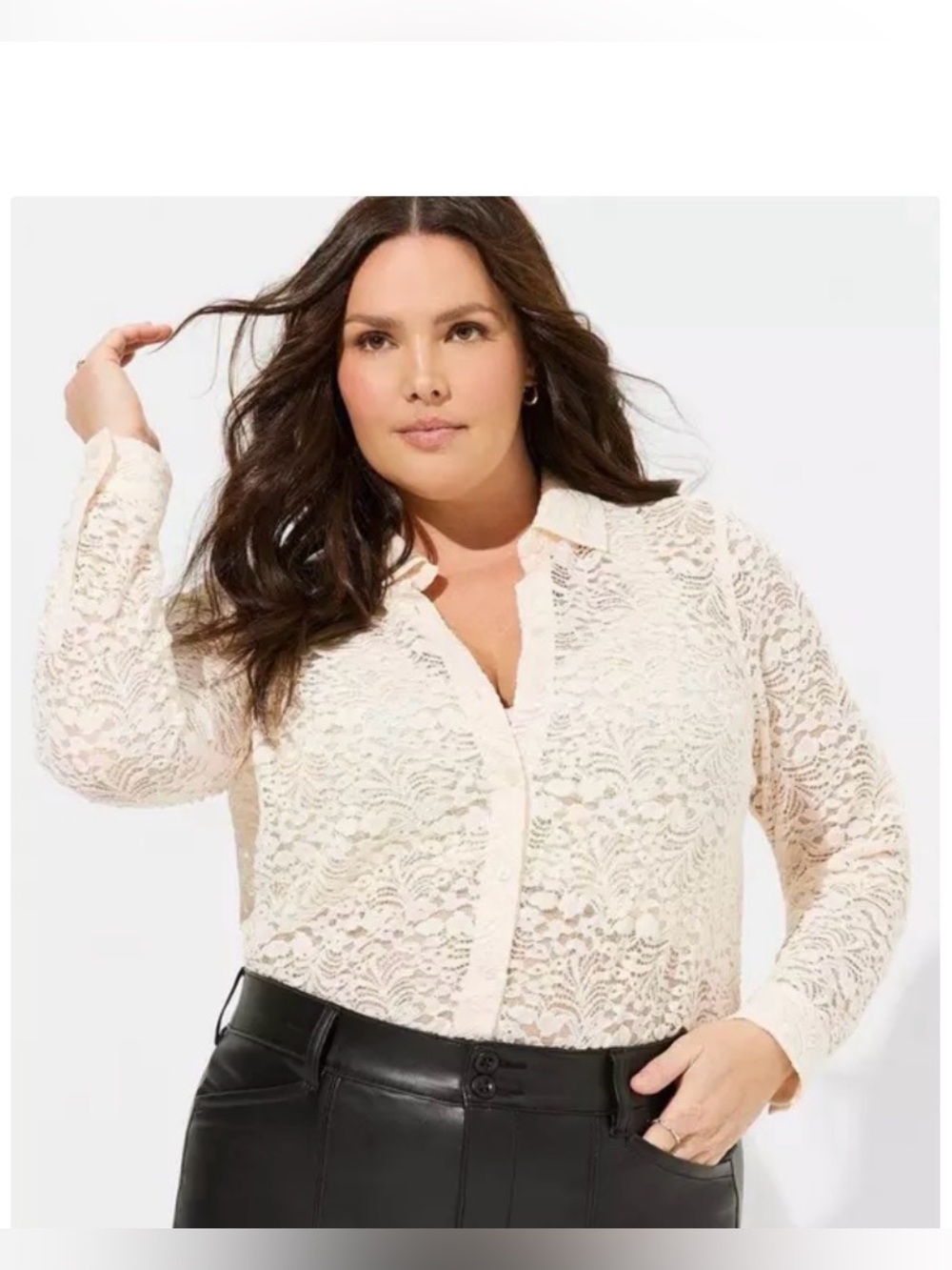 Torrid - Lizzie Chenille Lace Button Up Shirt - 4X